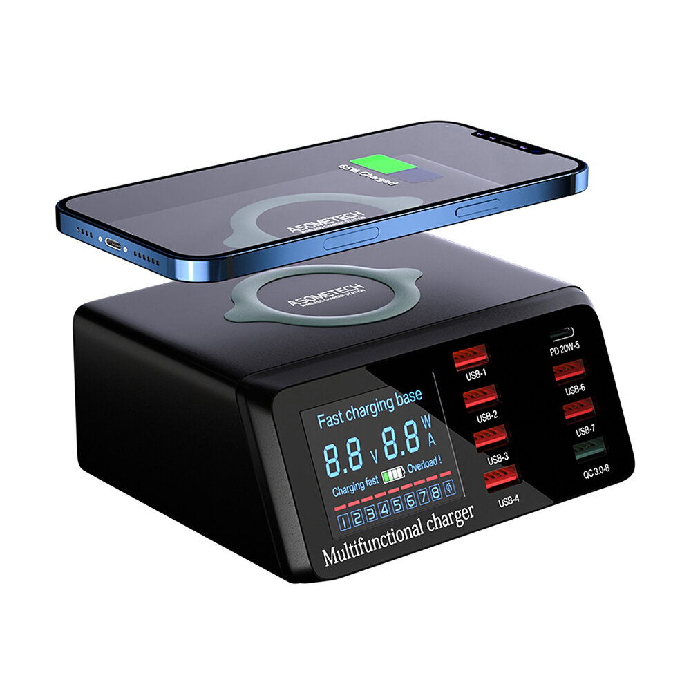 best price,asx9,100w,port,usb,charger,station,with,wireless,charging,discount