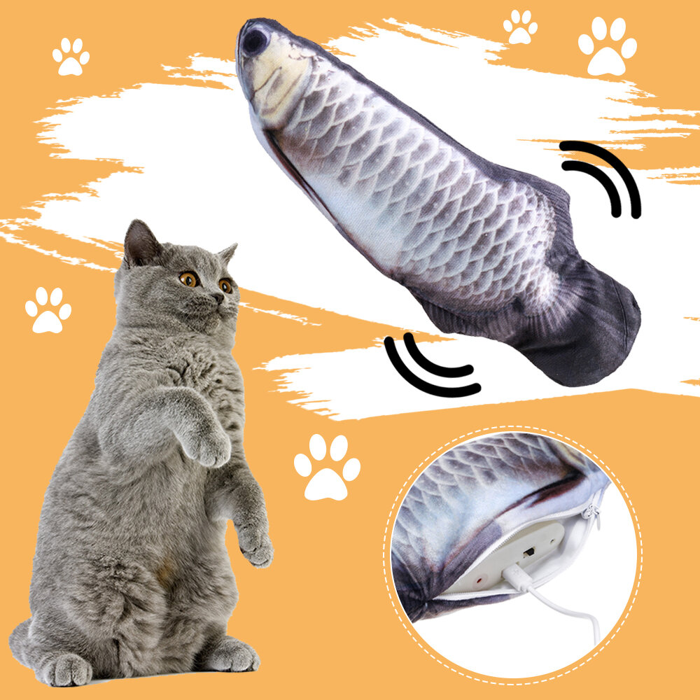 12inch USB Wagging Cat Electric Fish movement Catnip Plush Simulation Fish Cat Toy