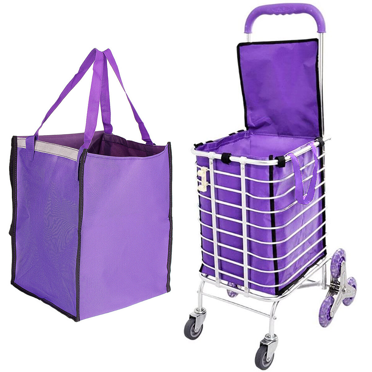 Winkelwagen Stoffen tas Draagbare opvouwbare Oxford Trolley Rolling Bag Bagage