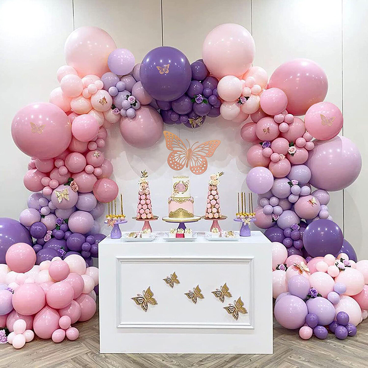 112/180pcs White Metal Pink Balloons Garland Arch Rose Gold Confetti Balloon Baby Shower Girl Birthd