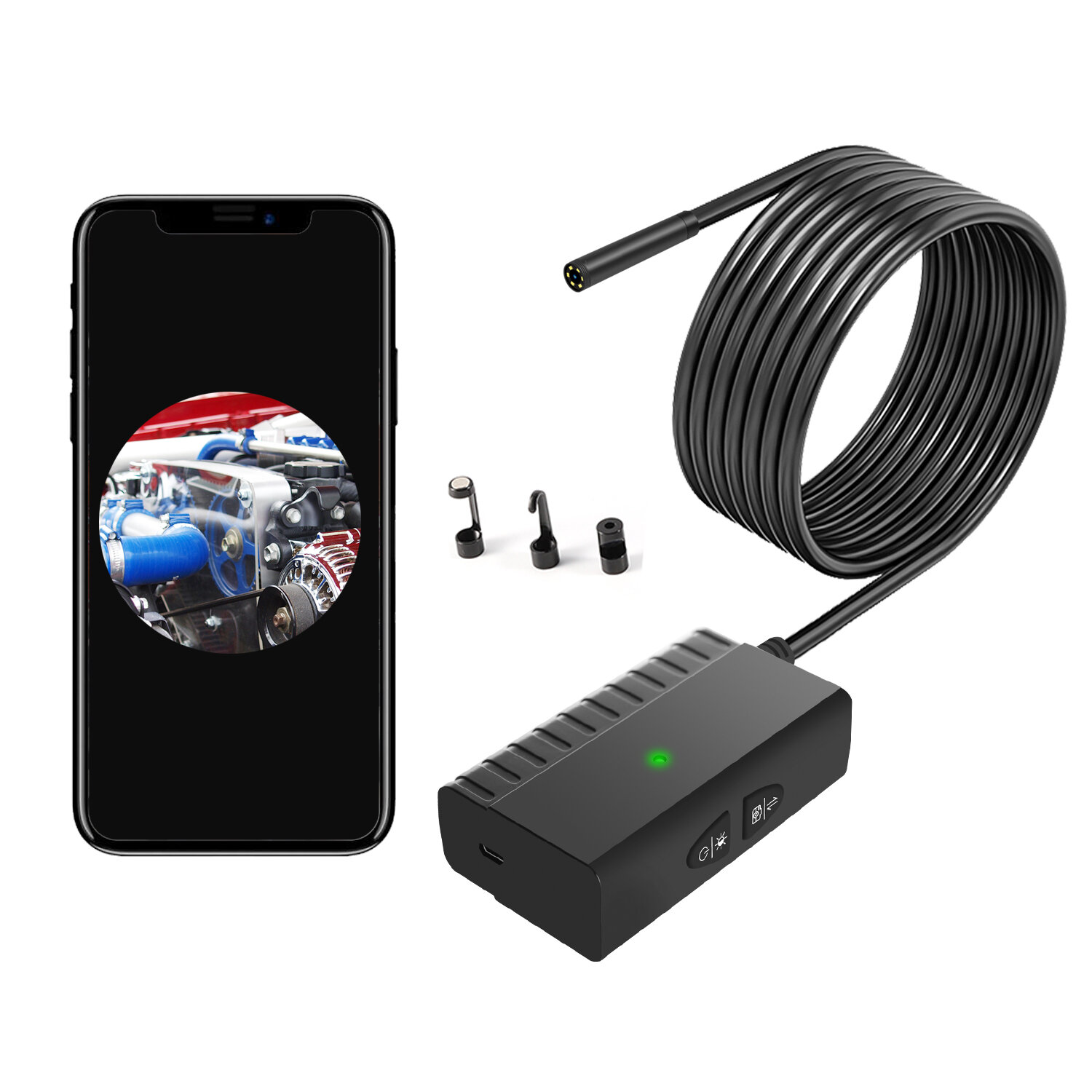 

NK-WS3-55 5.5mm Camera Dual Lens WiFi Borescope HD Inspection Semi-Rigid Cable 6 LED Borescope for Android iOS Phone