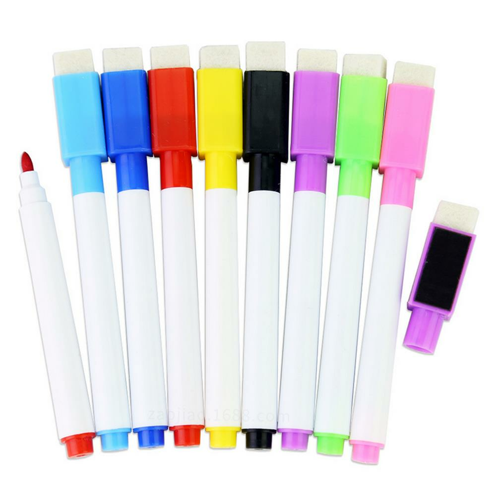 8 stks Colorful zwart / rood / blauw inkt school klas whiteboard pen magnetische waterbasis uitwisba
