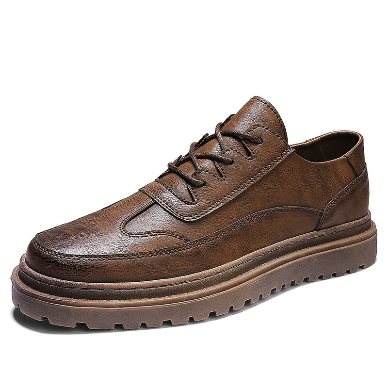 Men Brogue Microfiber Leather Non Slip Wearable Vintage Casual Shoes