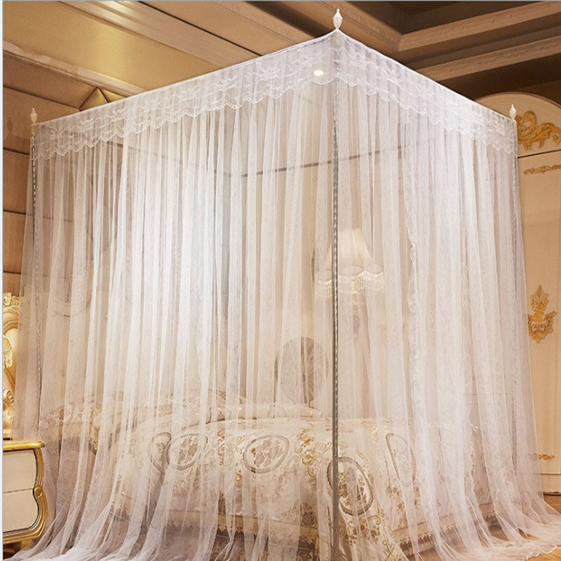 1.8x2 m Luxe Prinses Stijl Bed Netting Gordijn Paneel Beddengoed Luifel Vier Hoek Klamboe