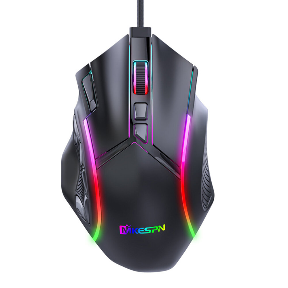 MKESPN X15 Gaming Mouse 12 Macro Programming Buttons Adjustable 1200-12800DPI RGB Backlit USB Wired 