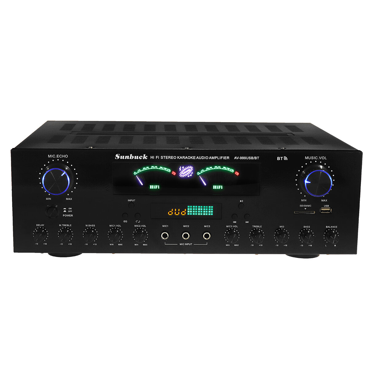 

Sunbuck AV-999BT 110V/220V 7 Channel Digital HiFi bluetooth 5.0 Power Amplifier Home Stereo Audio FM Amp with Remote Con