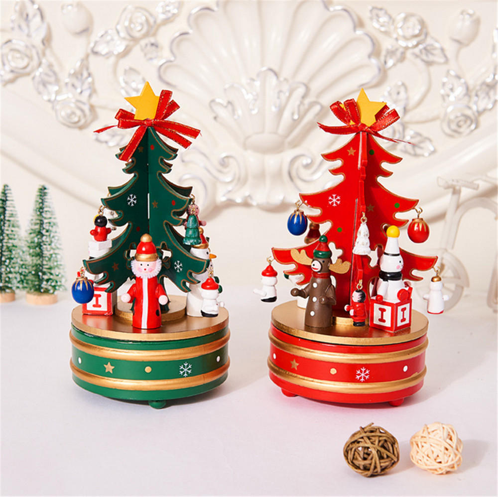 Venda Decorações de natal Árvore de Natal de madeira criativa Veado Papai  Noel Música Caixa Enfeites de mesa de Natal - Banggood Brasil