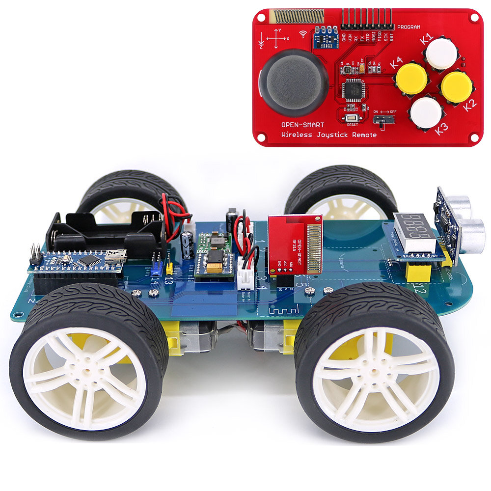 

Easy-plug 4WD Wireless JoyStick 315MHz Remote Control Rubber Wheel Gear Motor Smart Car Kit w/ Tutorial for Arduino UNOR
