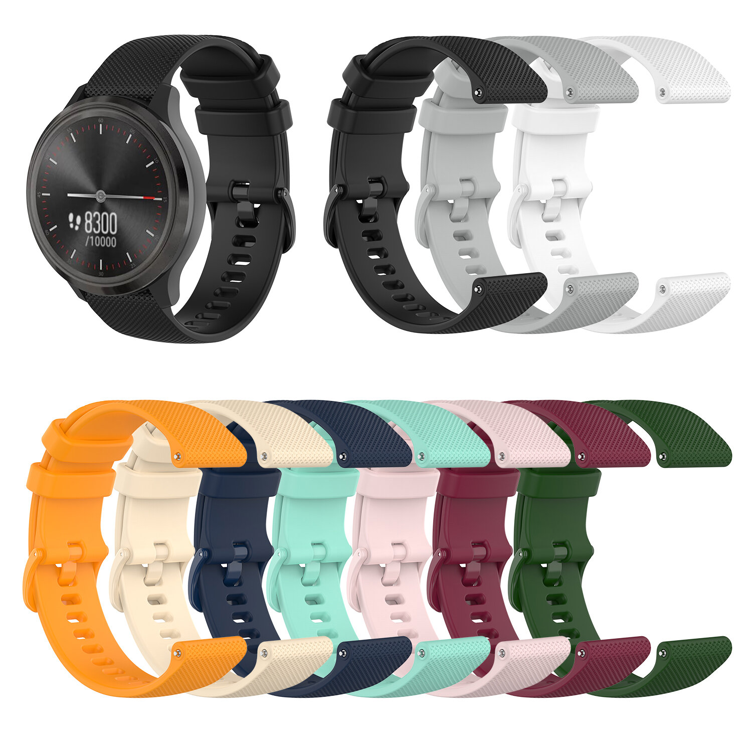 20mm legergroen siliconen horlogebandje vervanging voor Garmin Vivomove Sport/Venu 2 Plus