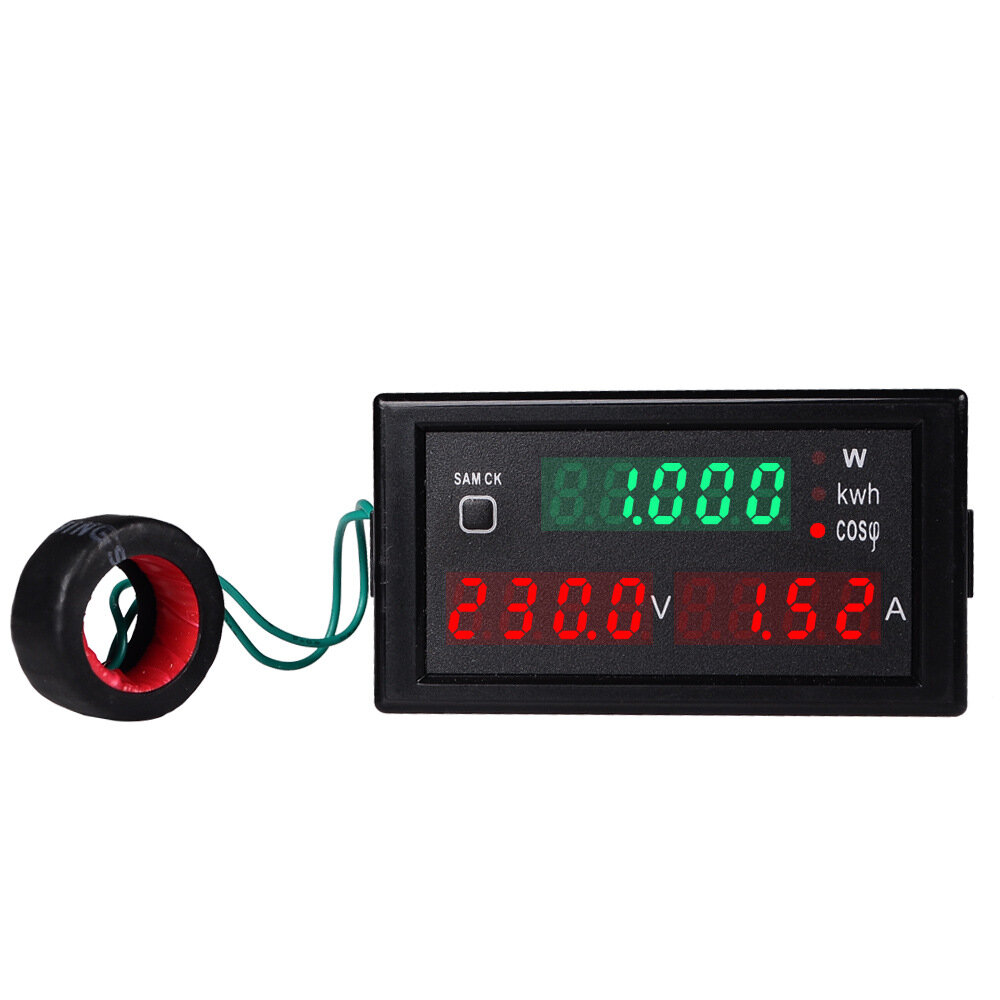SINOTIMER SPM001 AC 80-300V/300-450V 0-100A LED Digital AC Voltmeter Ammeter KWH Power Energy Meter with Reset Function
