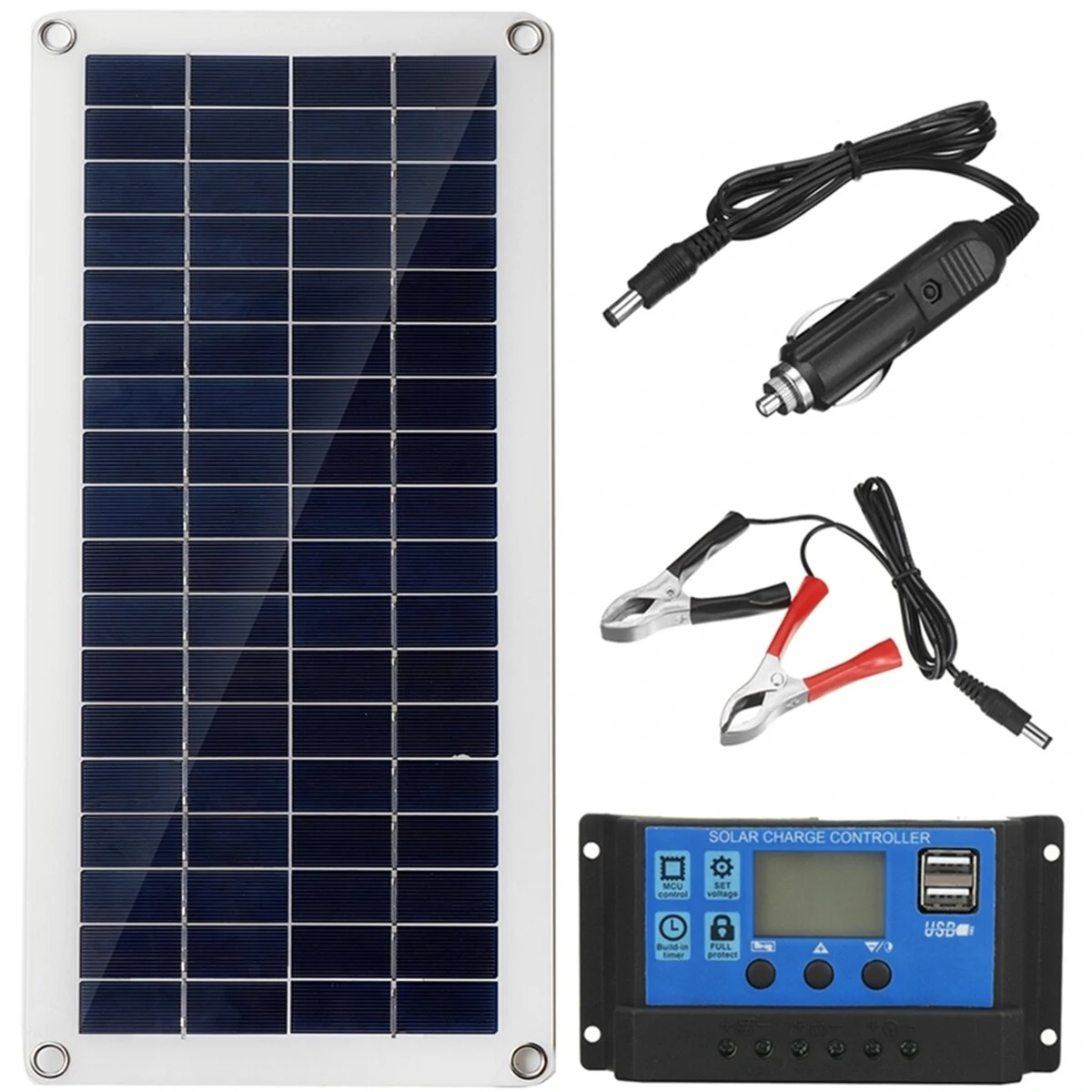 40W 12V Solar Panel Kit 60A 100A Battery Charger Controller Camping RV Caravan Boat