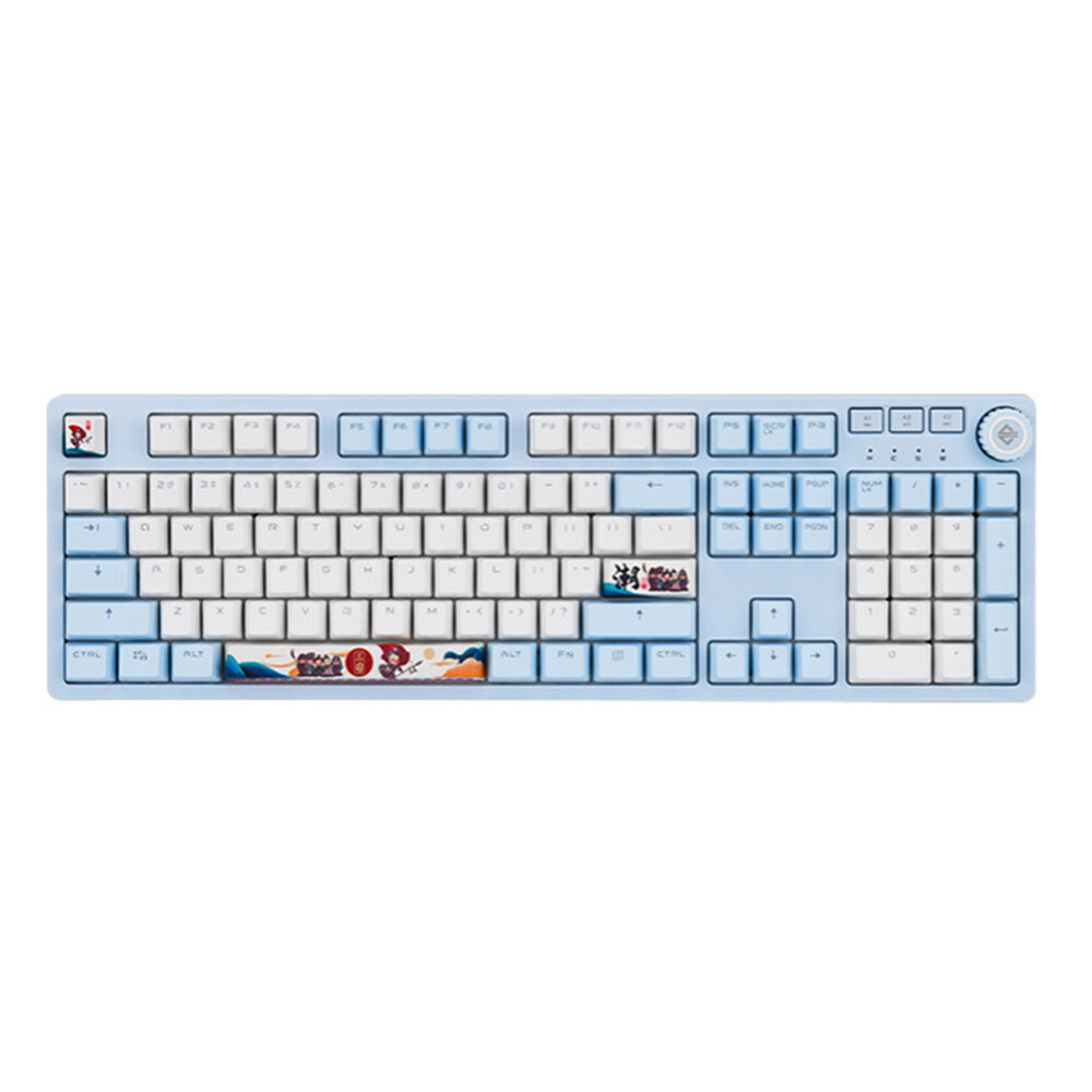Ajazz AK515 Mechanical Gaming Keyboard 104 Keys Translucent PBT Keycaps Macro Programming Blue/Brown
