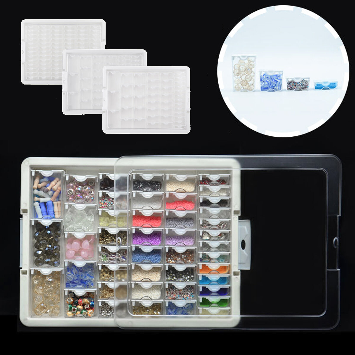 42/50 / 78Pcs Diamond Painting Box Diamond Jewelry Cross Stitch Grid Container Box