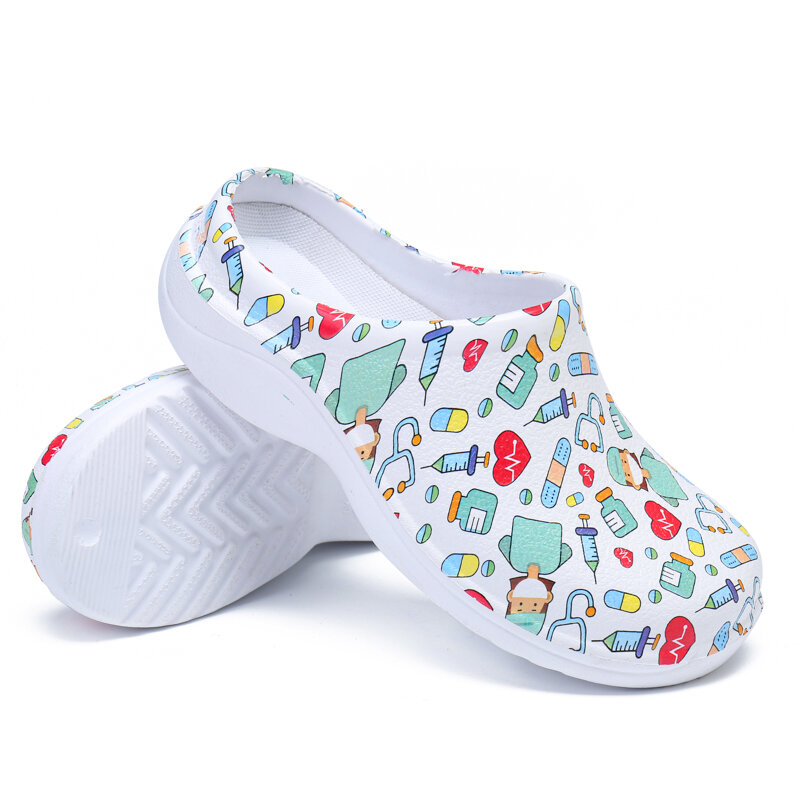 AtreGo Printing Scrub Clogs Protiskluzové chirurgické boty Kuchařské boty Ošetřovatelské pantofle pro ženy