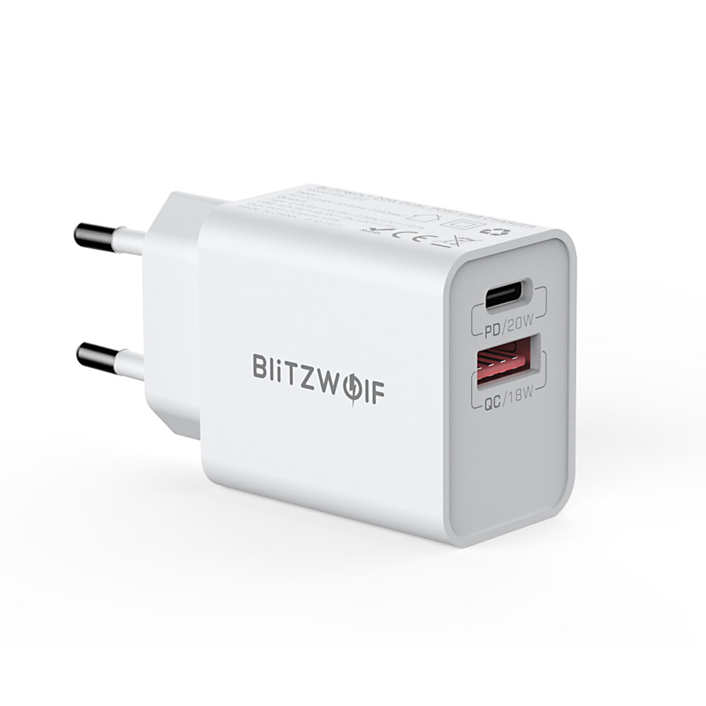 BlitzWolf® BW-S20 20W 2-Port PD3.0 QC3.0 Wall Charger Support FCP AFC Fast Charging EU Plug Adapter for iPhone 13 14 15