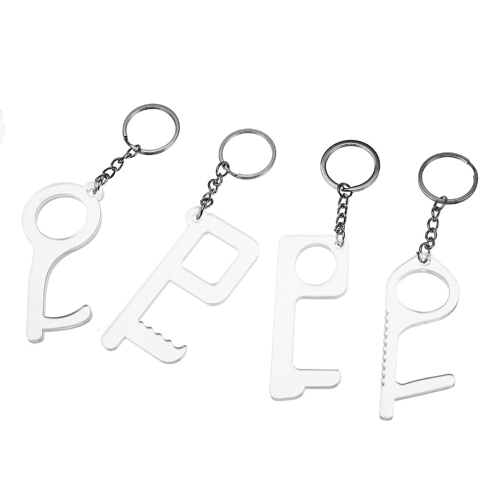 

Door Opener Hands Free Non-Contact Handheld Safety Distance Door Opener Ergonomic Stylus Keychain Tool Transparent Props