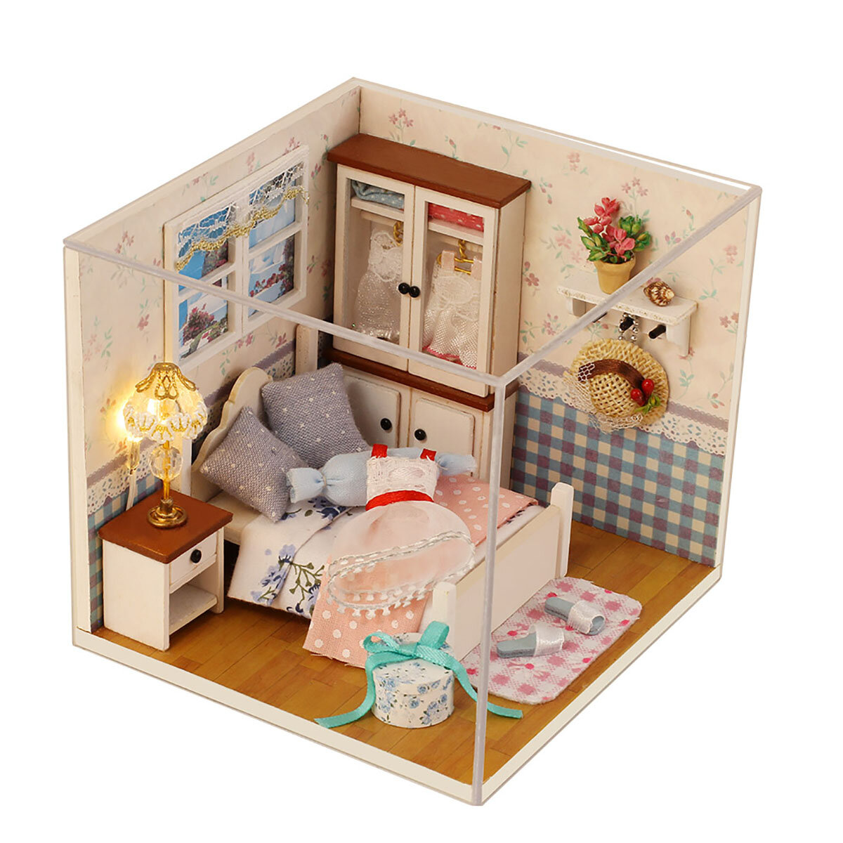Handmade DIY Dollhouse With Tool Set 3D Scale Miniature LED Lights Kids Room For Children Gift Home Decoration