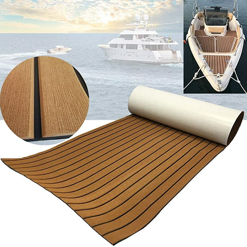 240x60x0.5cm EVA Boat Flooring Pad Faux Teak Decking Sheet Non-Slip Self-Adhesive Kayaks Mat Outdoor