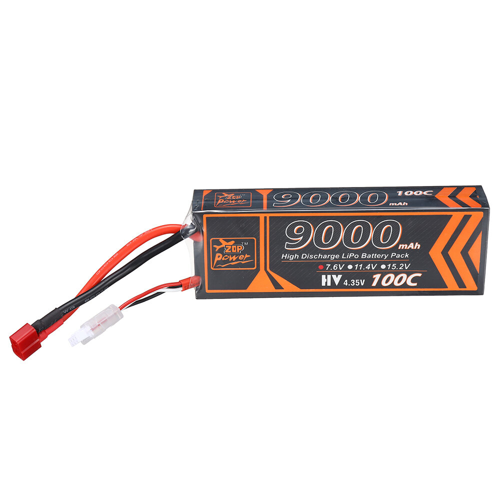 ZOP Power 7.6V 9000mAh 100C 2S LiPo-batterij T Deans-stekker voor RC-auto