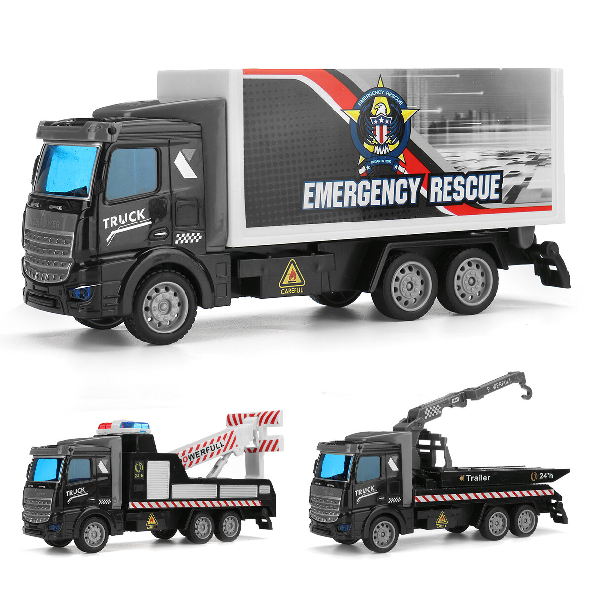 1: 48 Black Obstacle Removal Trailer / Flatbed Vehicle / Transport Vehicle Flat Head Return Environm