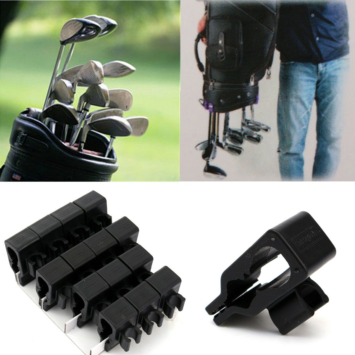 

14PCS Sports Golf Bag Clip On Putter Clamp Holder Putting Organizer Golf Club Grips Equipment