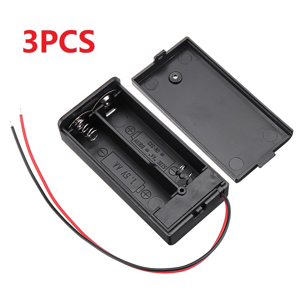 3PCS 2 Slots AA Battery Box Battery Holder Board with Switch for 2 x AA Batteries DIY kit Case