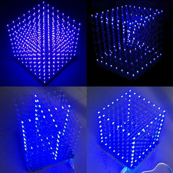 

Geekcreit® 8x8x8 LED Cube 3D Light Square Blue LED Flash Electronic DIY Kit