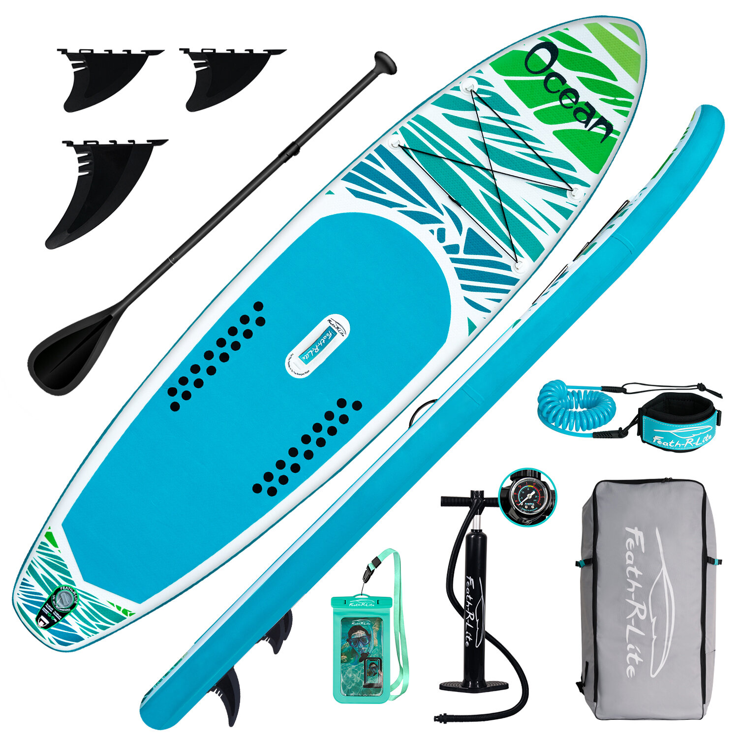 

[EU Direct] FunWater Inflatable Stand Up Paddle Board Ultra-Light Surfboard with Accessories Adj Paddle, Backpack, Pump,