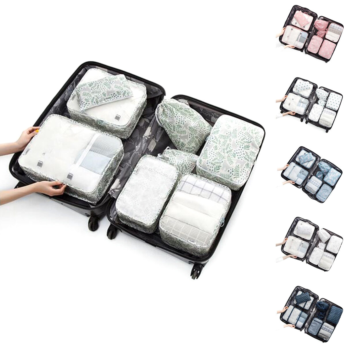 8 pezzi/set sacchetti di immagazzinaggio dell'organizzatore dei bagagli di viaggio borse di imballaggio della valigia