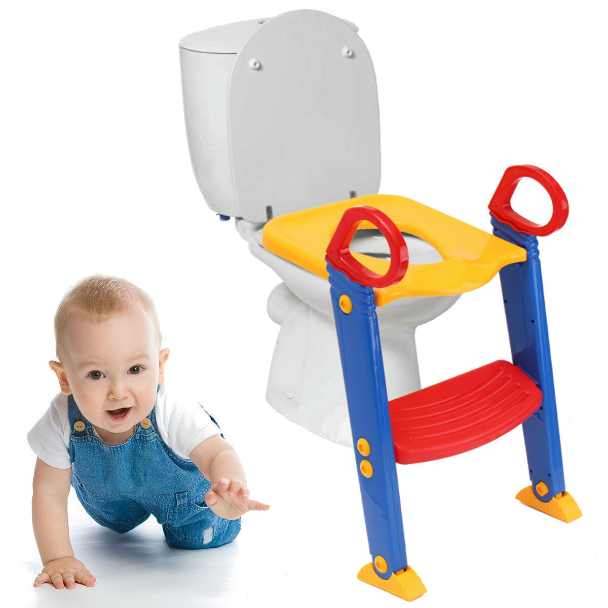سلم المرحاض للأطفال تدريب الأطفال على استخدام المرحاض مقعد الحمام غير قابل للانزلاق حمولة أقصى 50 كجم