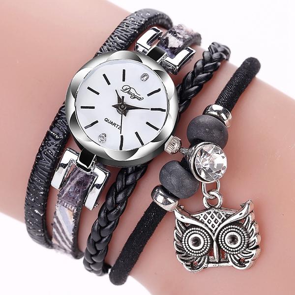DUOYA Cute Style Owl Hanger Dames Armband Watch Fashion Vrouwen Horloge