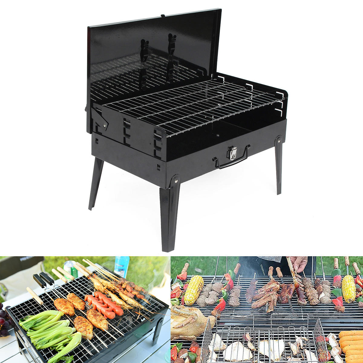 43x26.5x21cm Outdoor Folding Garden Charcoal Barbeque Patio Portable Large Cooking Grill