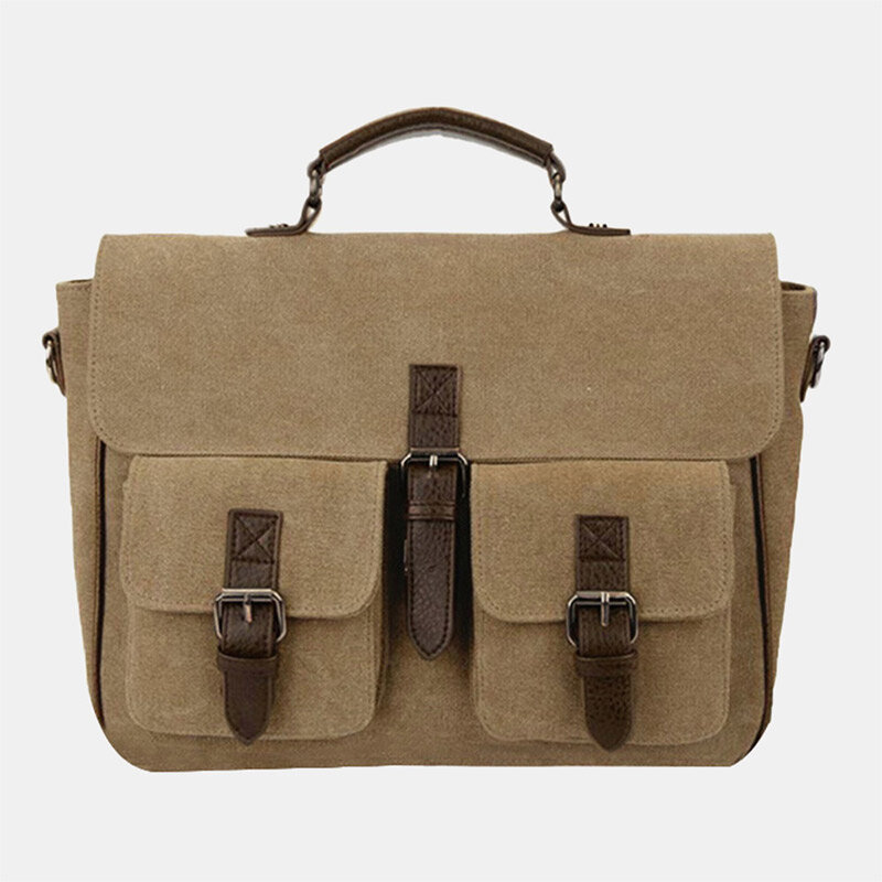 

Men Vintage Rub Color Wear-Resistant Multi-pockets Canvas Briefcase Crossbody Shoulder Bag