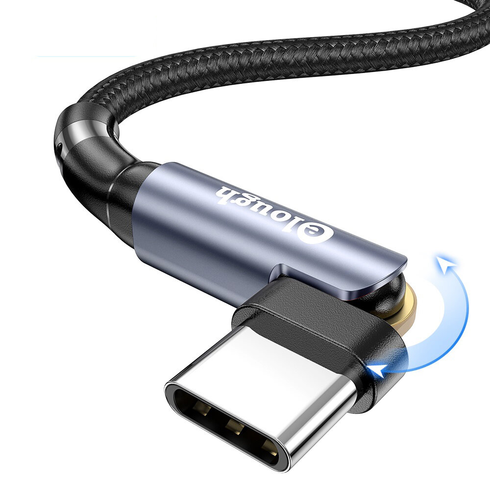 Elough 3A USB-A to Type-C 180° Free Rotation Cable Fast Charging Data Transmission Tinned Copper Core Line 1M/2M Long fo