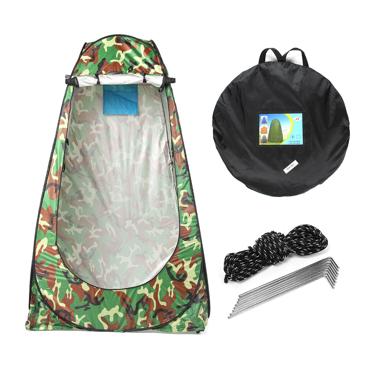 Tenda de chuveiro e banheiro privativo para uma pessoa, ideal para trocar de roupa ao ar livre durante a pesca, viagens ou na praia.