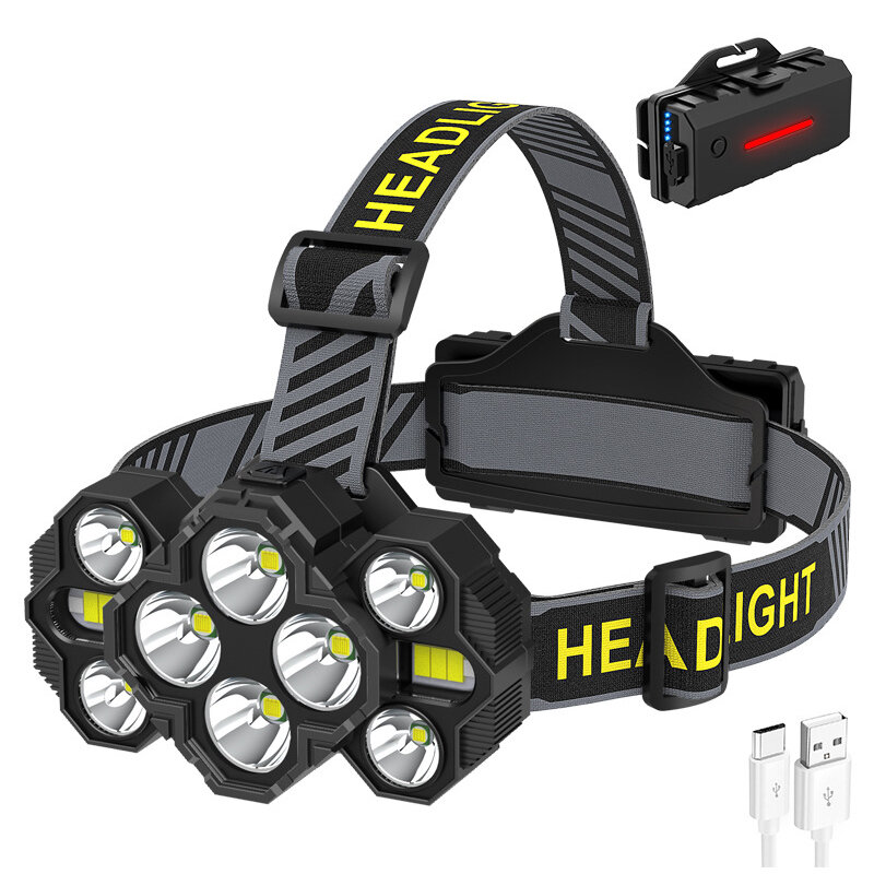 BIKIGHT XPE 2000LM 10 Light Super Bright 8 Lighting Modes LED Headlamp 90° Wide Range USB Rechargeable Warning Taillight