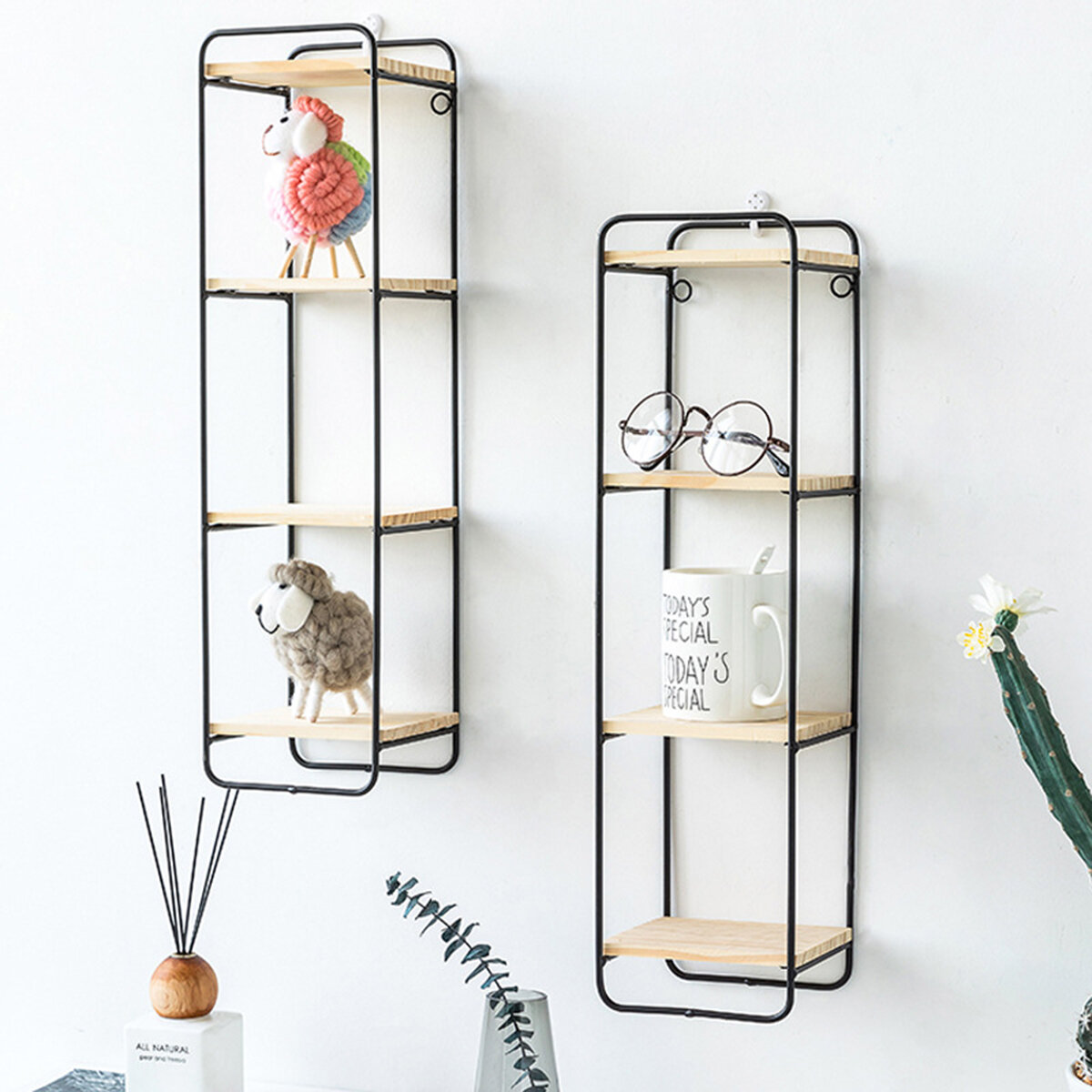 

Multi-function Metal Storage Holder Nordic Iron Hanging Wall Shelf for Home Living Room House Shape Decoration Racks