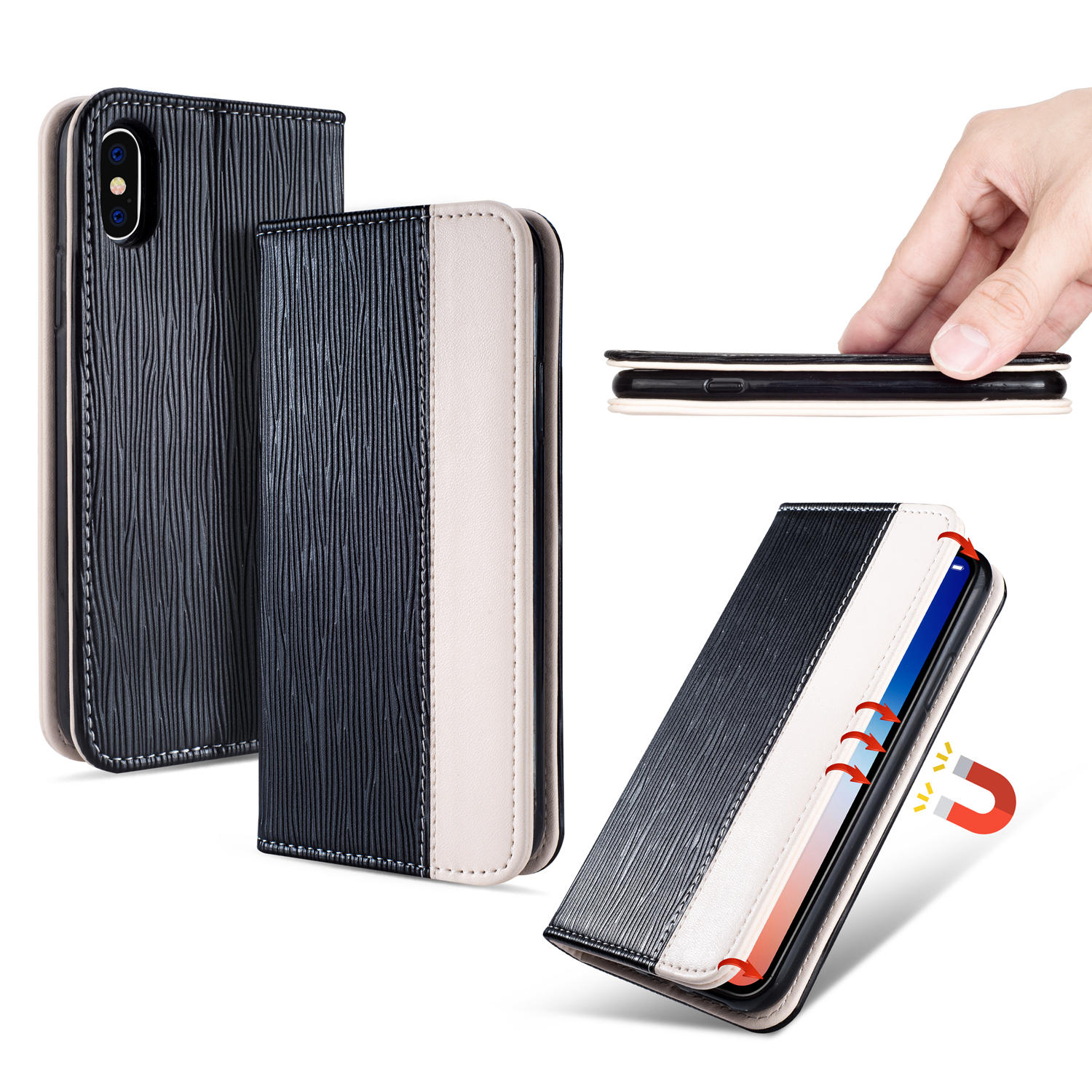 Bakeey Premium Magnetic Flip Card Slot Kickstand Protective Case For iPhone X