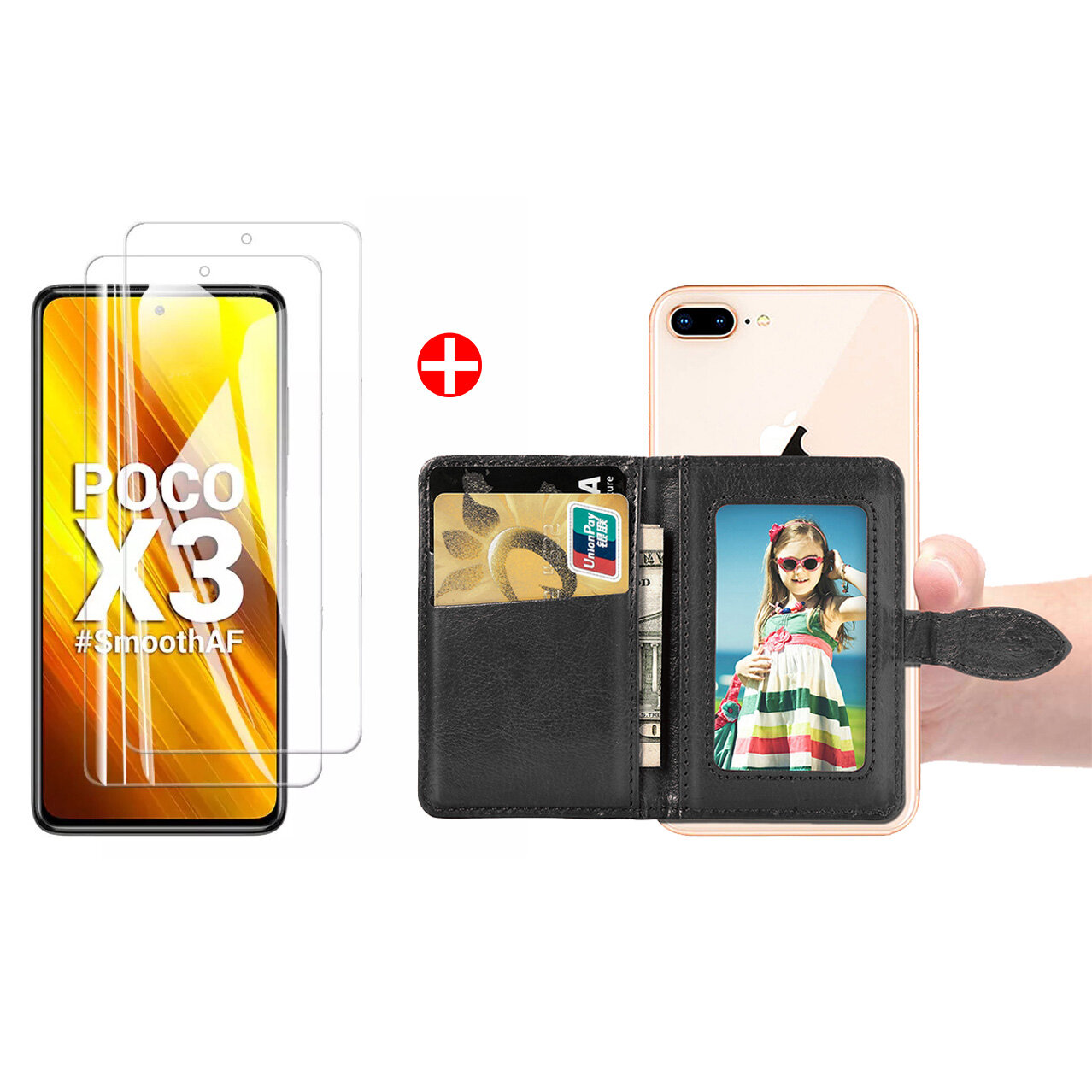 

Bakeey 2PCS for POCO X3 PRO / POCO X3 NFC Tempered Glass Screen Protector + 1PC Magnetic Flip PU Leather Credit Card Hol