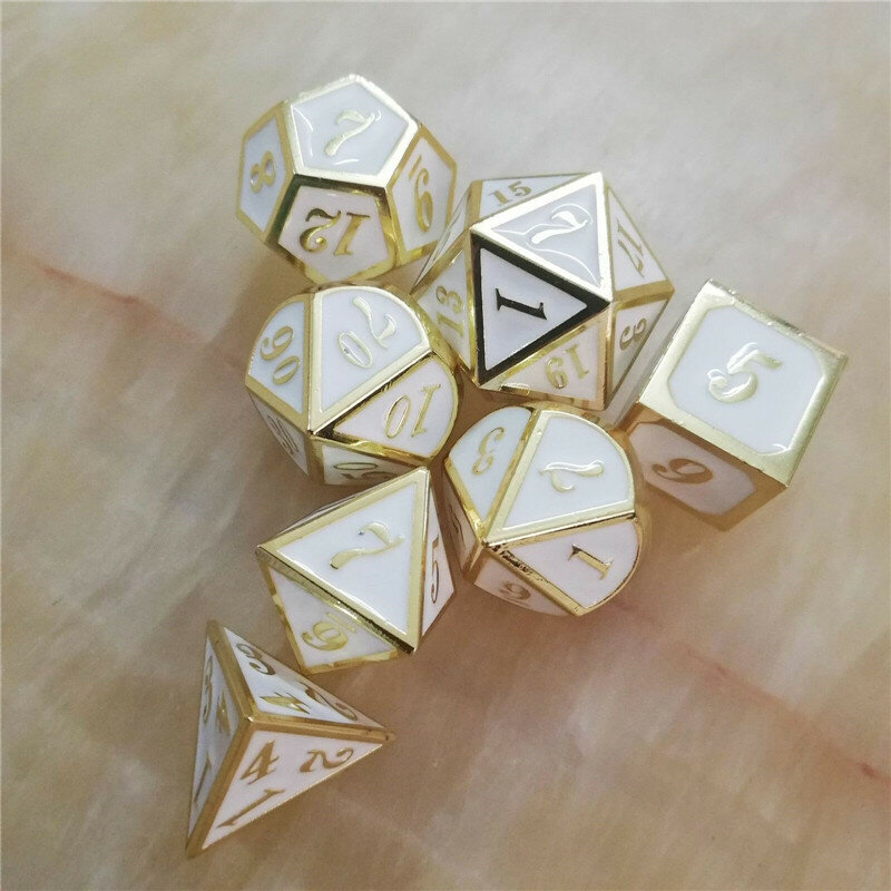 

7Pcs/set Antique Metal Polyhedral Dices Dungeons and Dragons Role Playing Game Dices With Bag