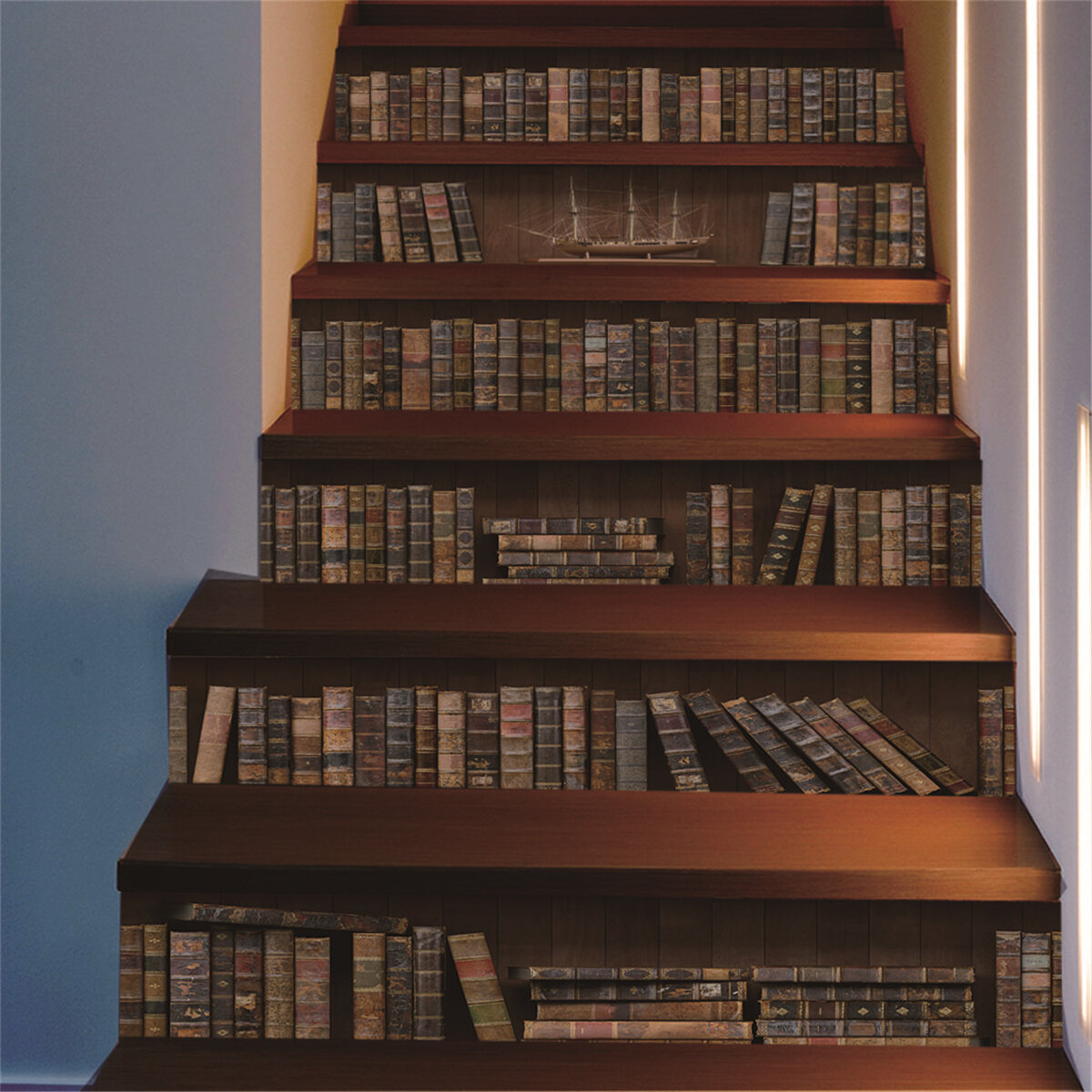 

3D Stairs Stickers Self-adhesive Riser Staircase Wallpaper Bookcase Arts Decoration