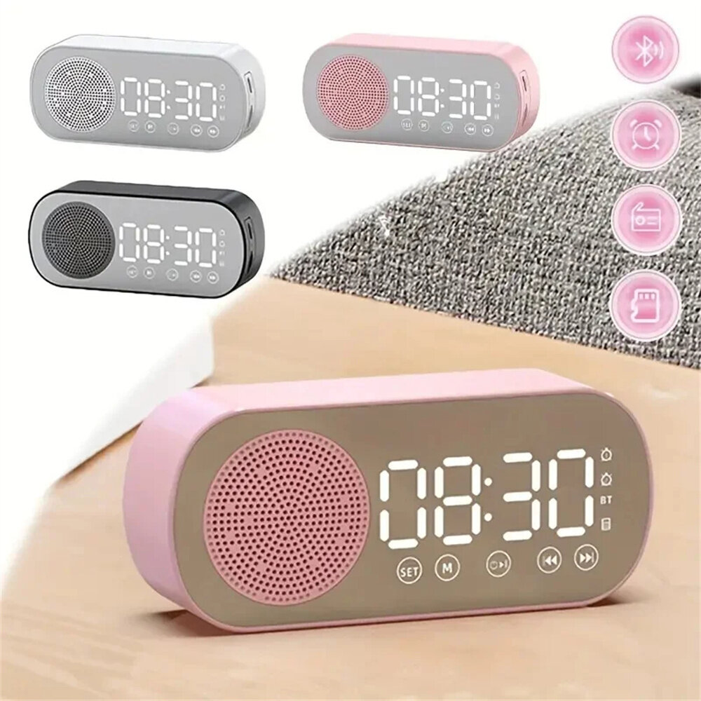 

Multifunctional LED Mirror Digital Alarm Clock with Wireless bluetooth Speaker High-Definition Display Superior Sound Qu