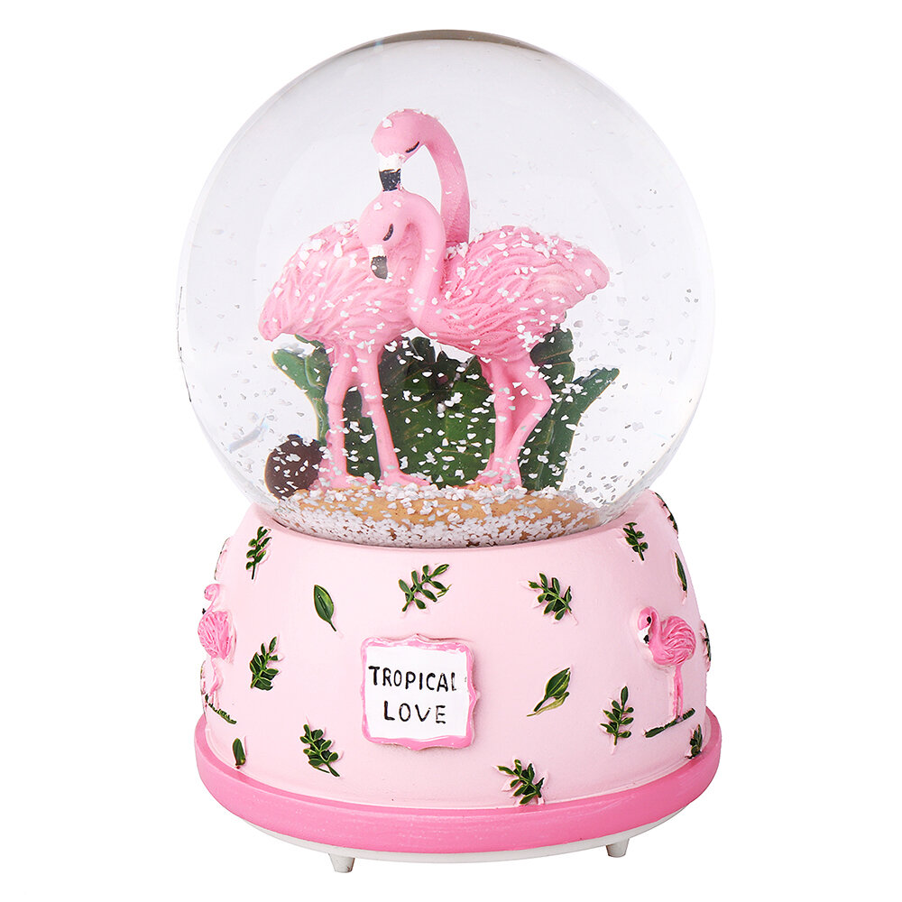 

Милый Фламинго Снежный Хрустальный Шар С Легкой Музыкой Коробка Тема Музыкальный Подарок На День Рождения
