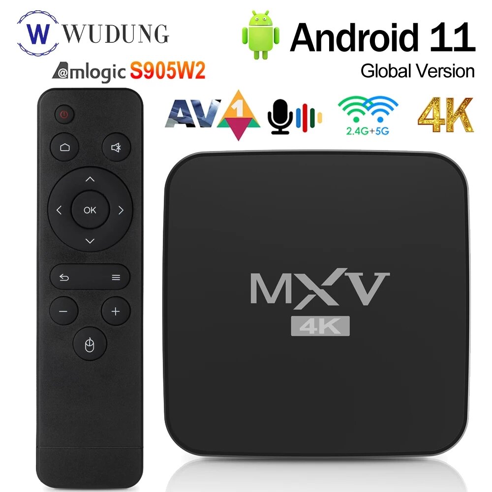 Mecool mxv android 11.0 s905w2 quad core smart tv box 2gb ram 16gb rom 2.4g 5g wifi bt5.0 set top box 4k media player