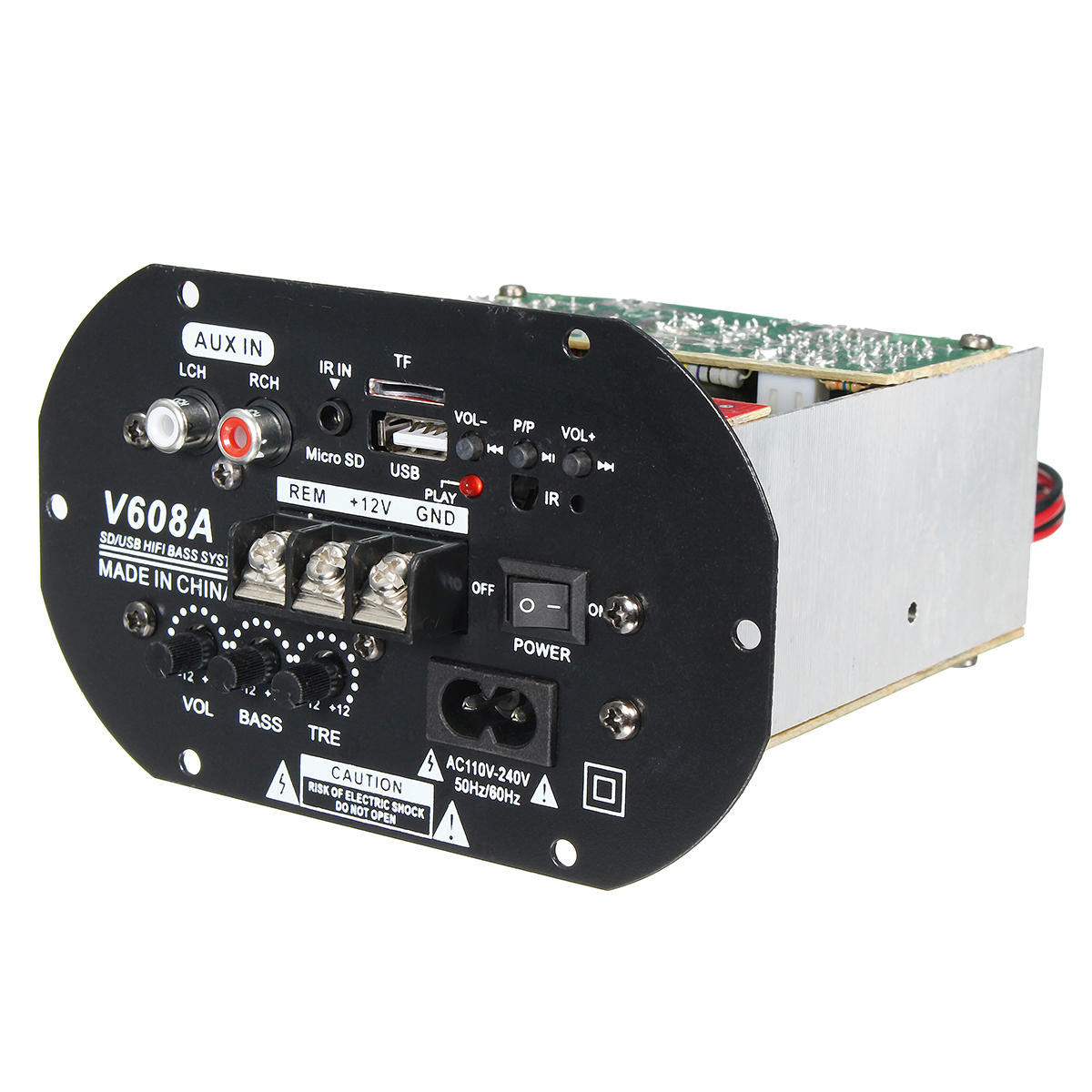 V608A 80W High Power Bas Car Hi-Fi Subwoofer Versterker Board Module TF USB 110V-220V