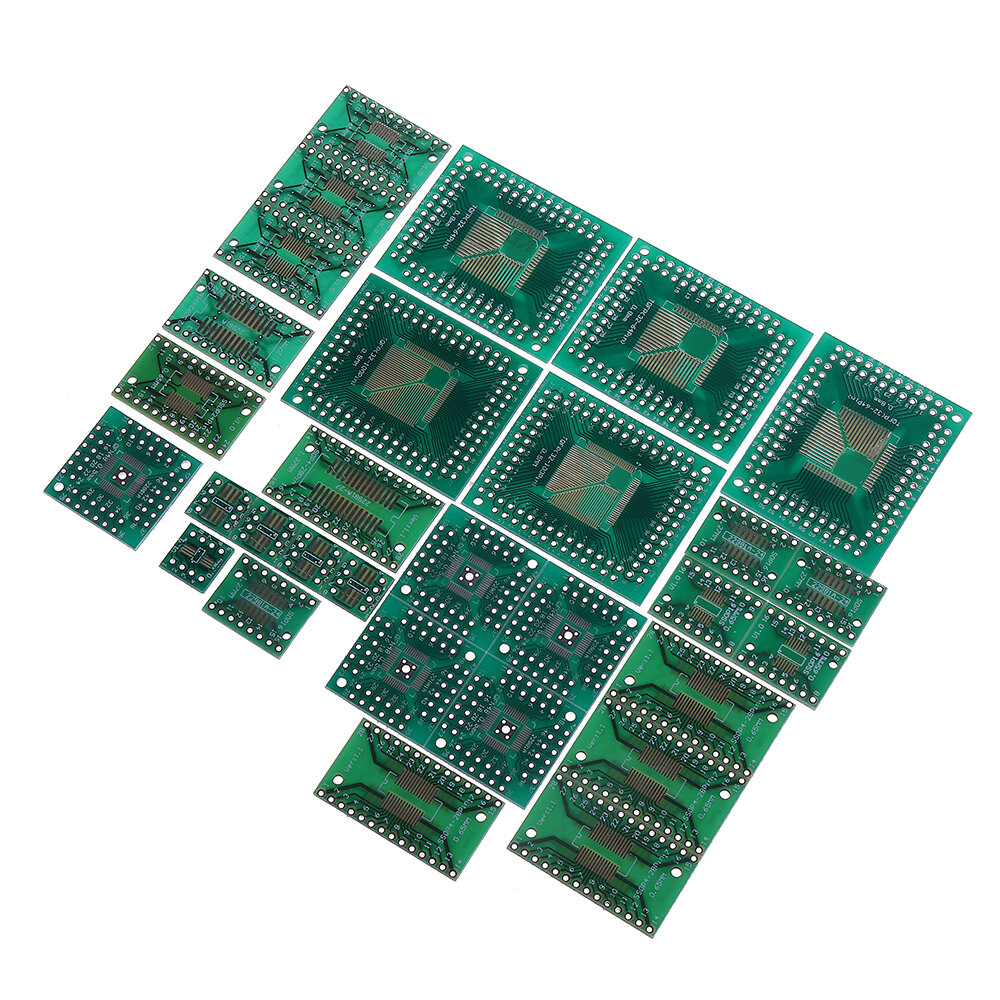 

30pcs PCB Board Kit SMD Turn To DIP Adapter Converter Plate FQFP 32 44 64 80 100 HTQFP QFN48 SOP SSOP TSSOP 8 16 24 28