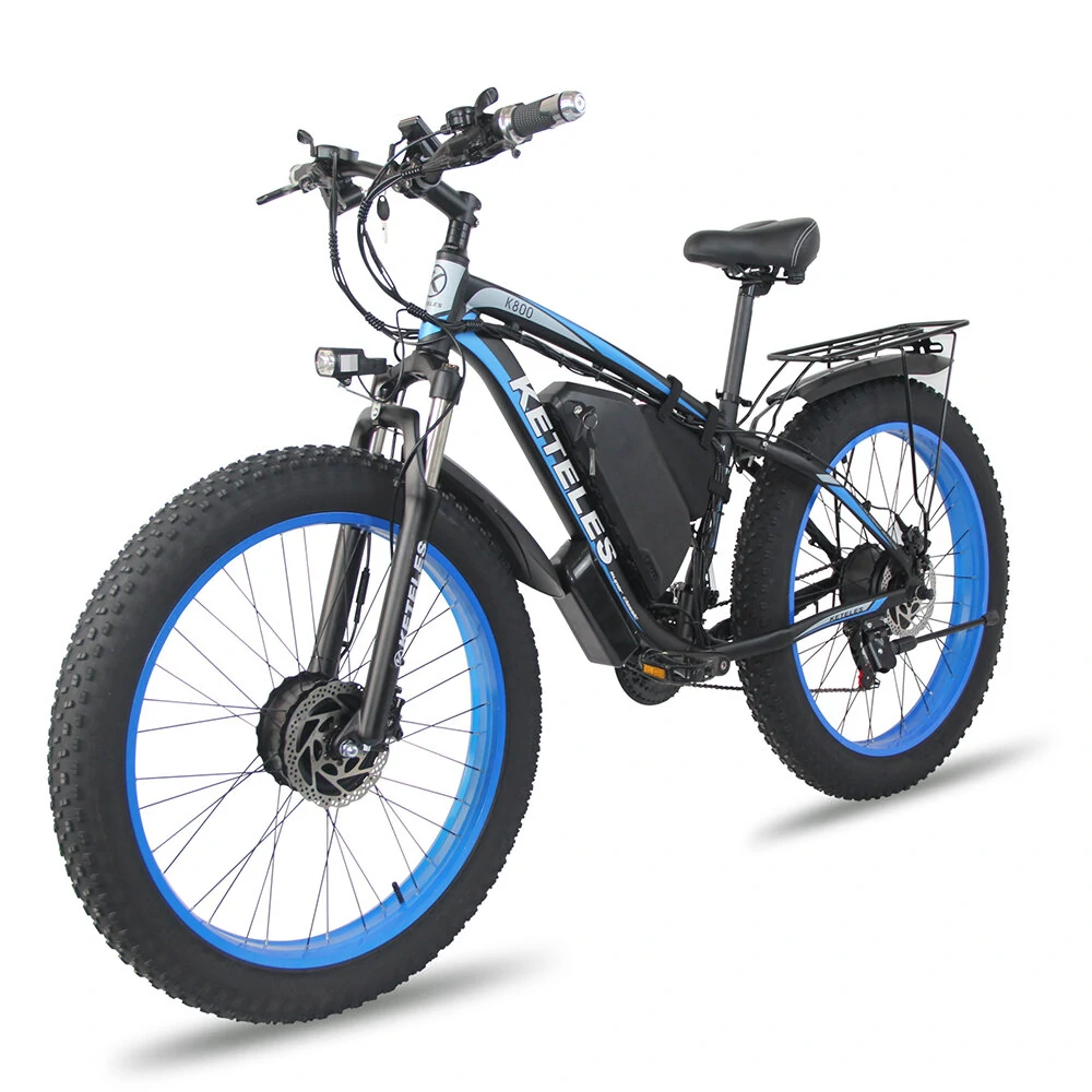 [EU DIRECT] KETELES K800 1000W*2 48V 23Ah Dual Motor Electric Bicycle 26*4.0 Fat Inch Tire 70-80KM Mileage Range 200KG Max Load Electric Bike - Black blue