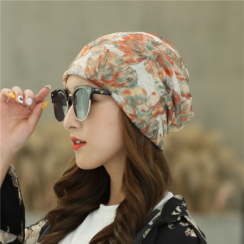 Breathable Fashion Country Style Grid Beanie Floral Caps