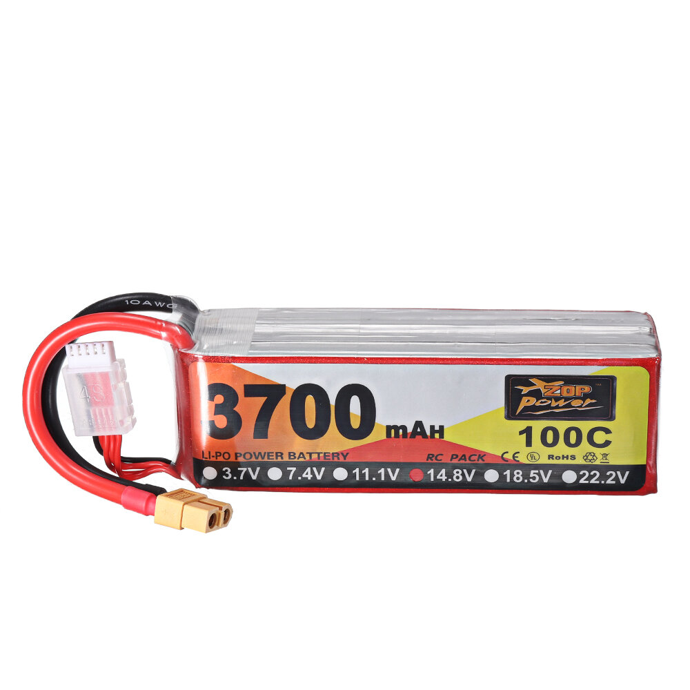 ZOP Power 14.8V 3700mAh 100C 4S Lipo-batterij XT60-stekker voor voor FPV RC Drone