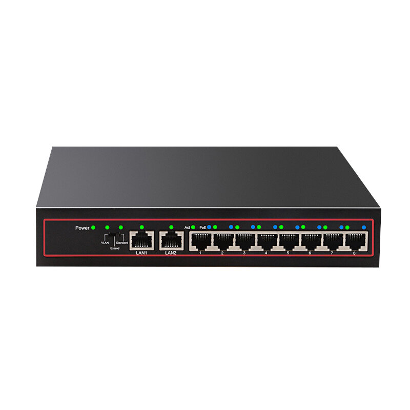 10-poorts Ethernet-switch POE-netwerkswitch Ethernet-splitter 10/100 Mbps Desktop voor CCTV IP POE-c